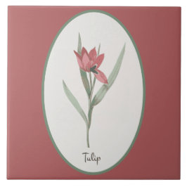 Vintage botanische Tulip Blume Cameo auf rosa Fliese