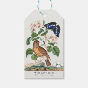 Vintage Botanische Vogel Hochzeit Geschenkanhänger
