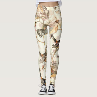 Vintage Botanische Vögel Leggings