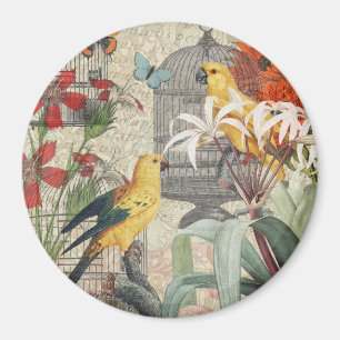 Vintage Botanische Vogel Natur Antik Tropisch  Magnet