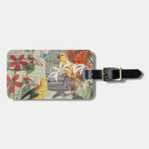 Vintage Botanische Vogel Natur Antiquität Tropisch Gepäckanhänger