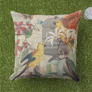 Vintage Botanische Vogel Natur Antiquität Tropisch Kissen