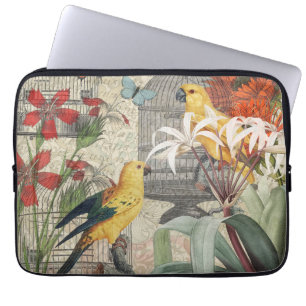 Vintage Botanische Vogel Natur Antiquität Tropisch Laptopschutzhülle