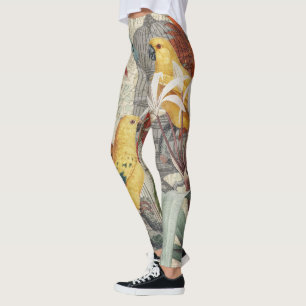 Vintage Botanische Vogel Natur Antiquität Tropisch Leggings