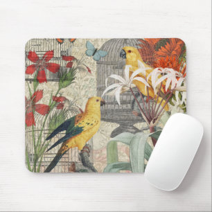Vintage Botanische Vogel Natur Antiquität Tropisch Mousepad