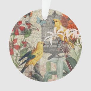 Vintage Botanische Vogel Natur Antiquität Tropisch Ornament