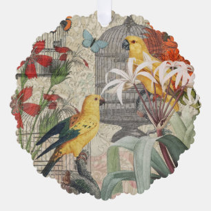 Vintage Botanische Vogel Natur Antiquität Tropisch Ornament Karte