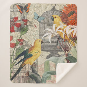 Vintage Botanische Vogel Natur Antiquität Tropisch Sherpadecke