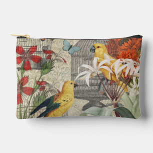 Vintage Botanische Vogel Natur Antiquität Tropisch Zubehörtasche