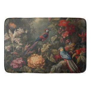 Vintage botanische Vogelarten Blume im Paradies Badematte