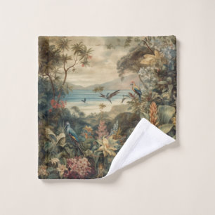 Vintage botanische Vogelarten Blume im Paradies Badhandtuch Set
