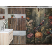 Vintage botanische Vogelarten Blume im Paradies Duschvorhang