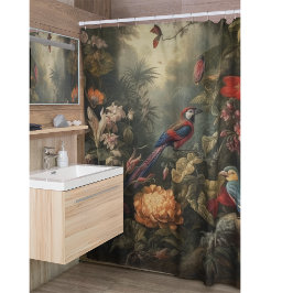 Vintage botanische Vogelarten Blume im Paradies Duschvorhang