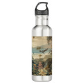 Vintage botanische Vogelarten Blume im Paradies Edelstahlflasche (Vorderseite)