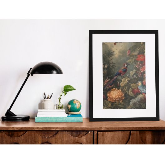 Vintage botanische Vogelarten Blume im Paradies Fotodruck