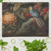 Vintage botanische Vogelarten Blume im Paradies Geschirrtuch (Gefaltet)