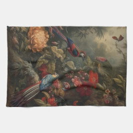 Vintage botanische Vogelarten Blume im Paradies Geschirrtuch