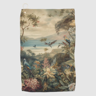 Vintage botanische Vogelarten Blume im Paradies Golfhandtuch