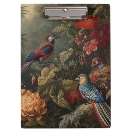 Vintage botanische Vogelarten Blume im Paradies Klemmbrett (Vorderseite)