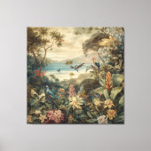 Vintage botanische Vogelarten Blume im Paradies Leinwanddruck (Vorderseite)