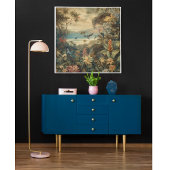 Vintage botanische Vogelarten Blume im Paradies Leinwanddruck