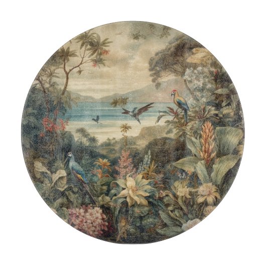 Vintage botanische Vogelarten Blume im Paradies Schneidebrett (Vorderseite)