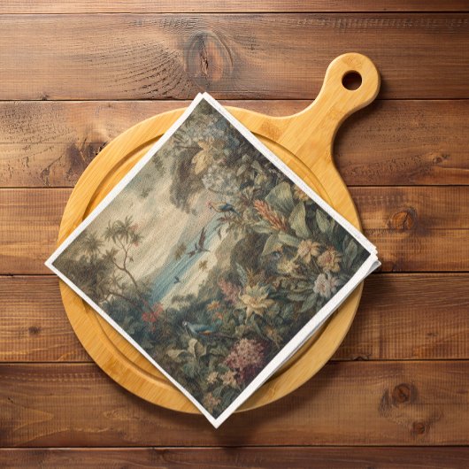 Vintage botanische Vogelarten Blume im Paradies Serviette