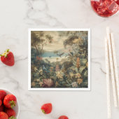 Vintage botanische Vogelarten Blume im Paradies Serviette (Beispiel)