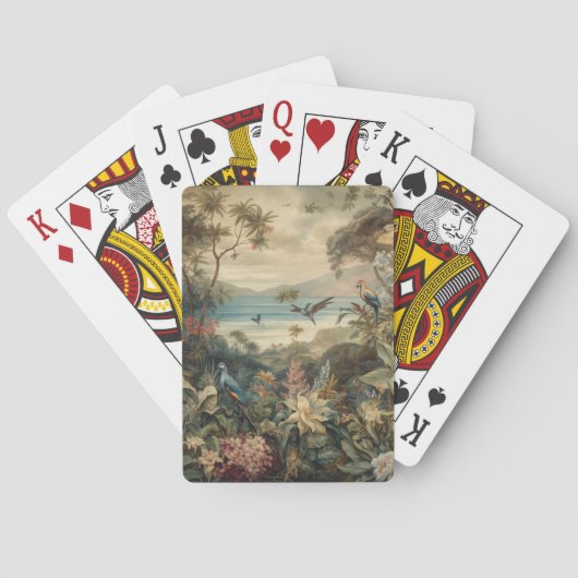 Vintage botanische Vogelarten Blume im Paradies Spielkarten (Rückseite)
