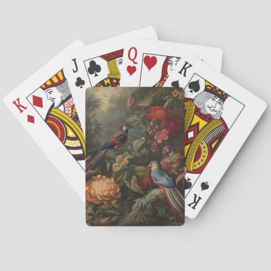 Vintage botanische Vogelarten Blume im Paradies Spielkarten (Rückseite)