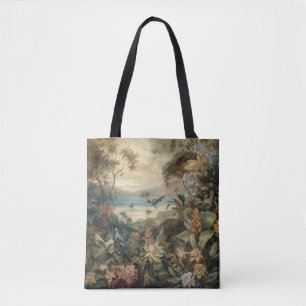 Vintage botanische Vogelarten Blume im Paradies Tasche