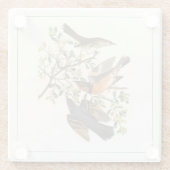 Vintage botanische Vogeldarstellung Glasuntersetzer (Rückseite)