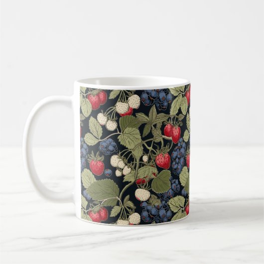 Vintage Botanische Waldberries Muster Tasse (Links)