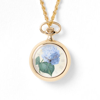 Vintage botanische Wasserfarben Blau Hydrangea W Armbanduhr