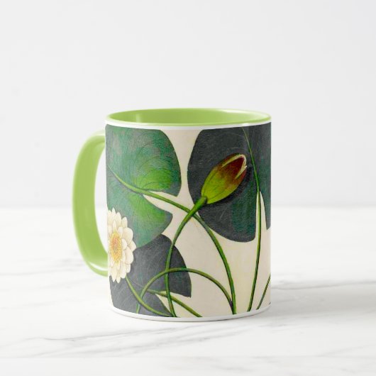 Vintage botanische Wasserlilie Tasse (Vorderseite Links)