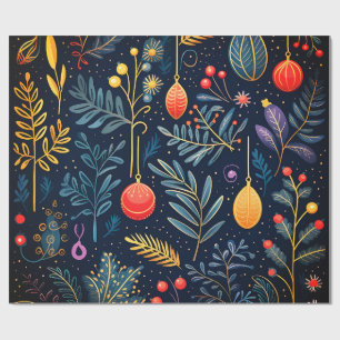 Vintage-Botanische-Weihnachts-Ornament-Geschenke Geschenkpapier