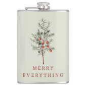 Vintage botanische Weihnachtsgrün Flachmann (Vorderseite)