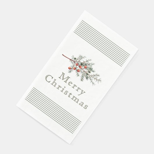 Vintage botanische Weihnachtsgrün Serviette (Ecke)