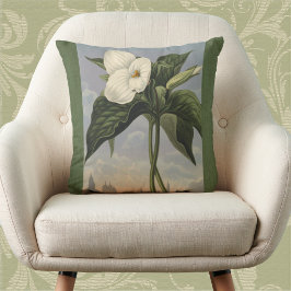 Vintage botanische weiße Trillium-Waldblume Kissen