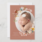 Vintage botanische Wildblume Geburtsankündigung Einladung (Vorderseite)