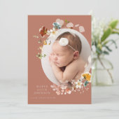 Vintage botanische Wildblume Geburtsankündigung Einladung (Stehend Vorderseite)