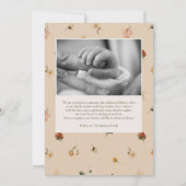 Vintage botanische Wildblume Geburtsankündigung Einladung (Rückseite)