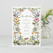 Vintage Botanische Wildblumen Boho Save The Date Einladung (Stehend Vorderseite)