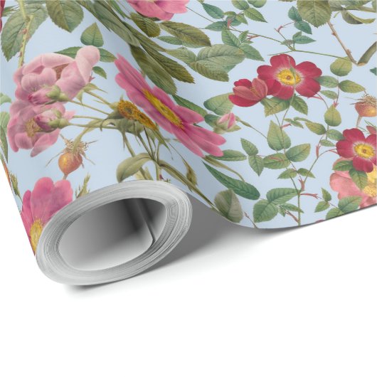 Vintage Botanische Wilde Rosen Geschenkpapier Soft (Rolleneckpunkt)