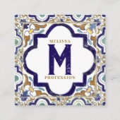 Vintage botanische Zierfliesen, soziale Medien Quadratische Visitenkarte (Vorderseite)