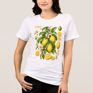 Vintage botanische Zitronen-Illustration Tri-Blend Shirt