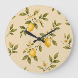 Vintage Botanische Zitronenblüten-Wanduhr Große Wanduhr