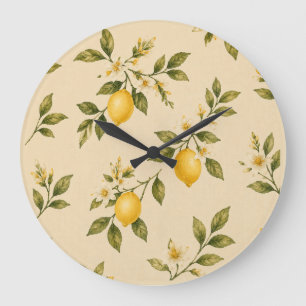 Vintage Botanische Zitronenblüten-Wanduhr Große Wanduhr