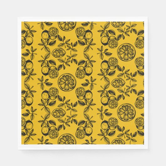 Vintage botanische Zitrusfrucht Serviette (Vorderseite)