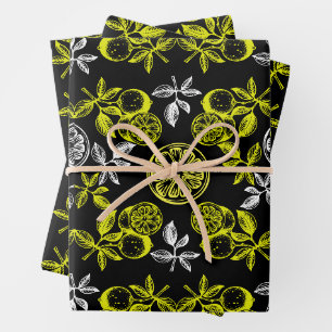 Vintage botanische Zitruspresse Geschenkpapier Set